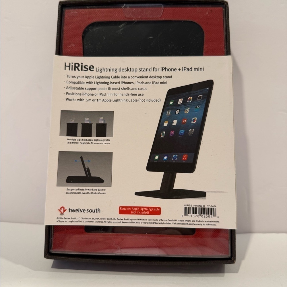 Twelve South HiRise Black Lightning Desktop Stand for iPhone and iPad